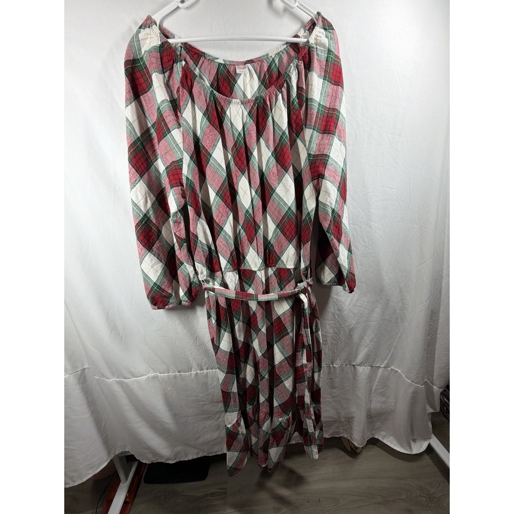 Gymboree Plaid Flannel Nightgown Adult XXL Red Green Christmas Matching Family